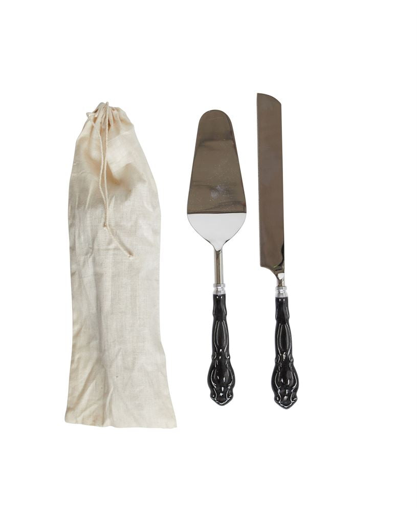 Black Handled Cake Servers
