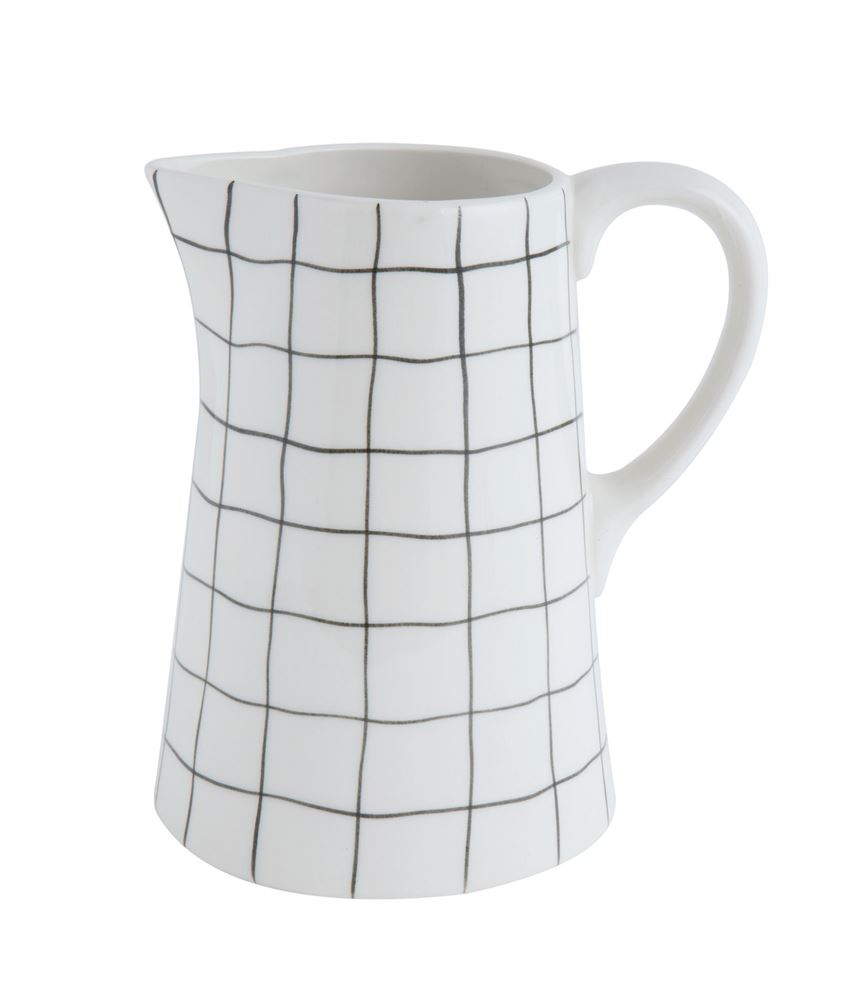 Black Grid Stoneware Pitcher