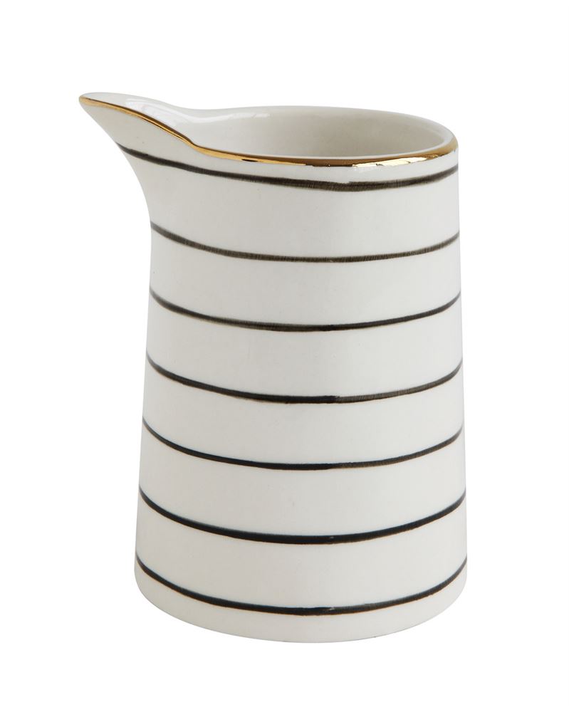 Stoneware Pitcher, Black Stripes w/ Gold