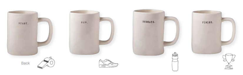 Rae Dunn Running Mugs