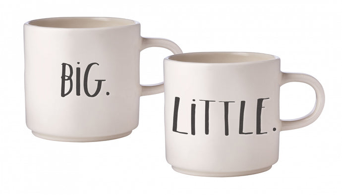 Rae Dunn Stem Print BIG & LITTLE Mugs, Set of 2