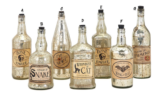 Apothecary Halloween Vintage Label Glass Bottles