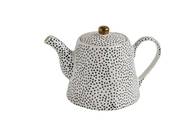Black Dots & Gold Stoneware Teapot